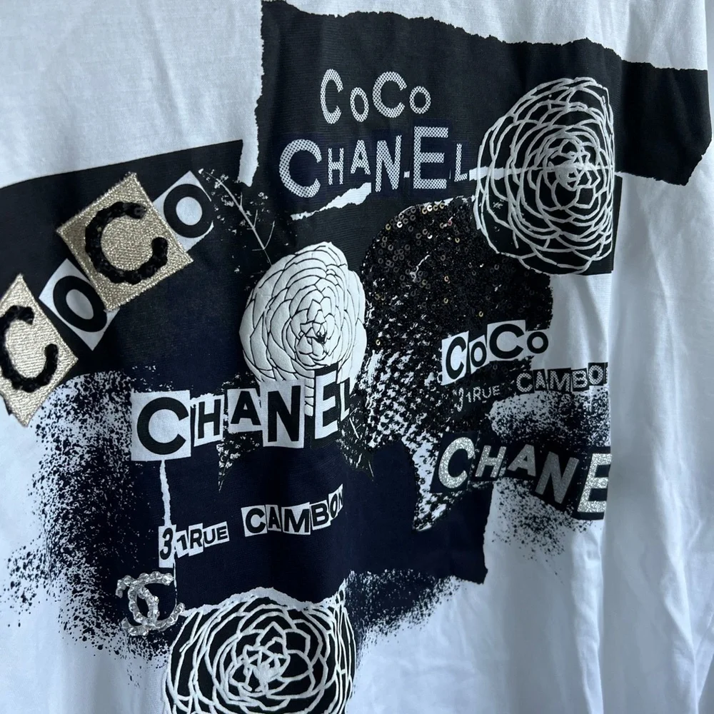 CHANEL COCO CHANEL LOGO SEQUINS LONG-SLEEVE SHIRT